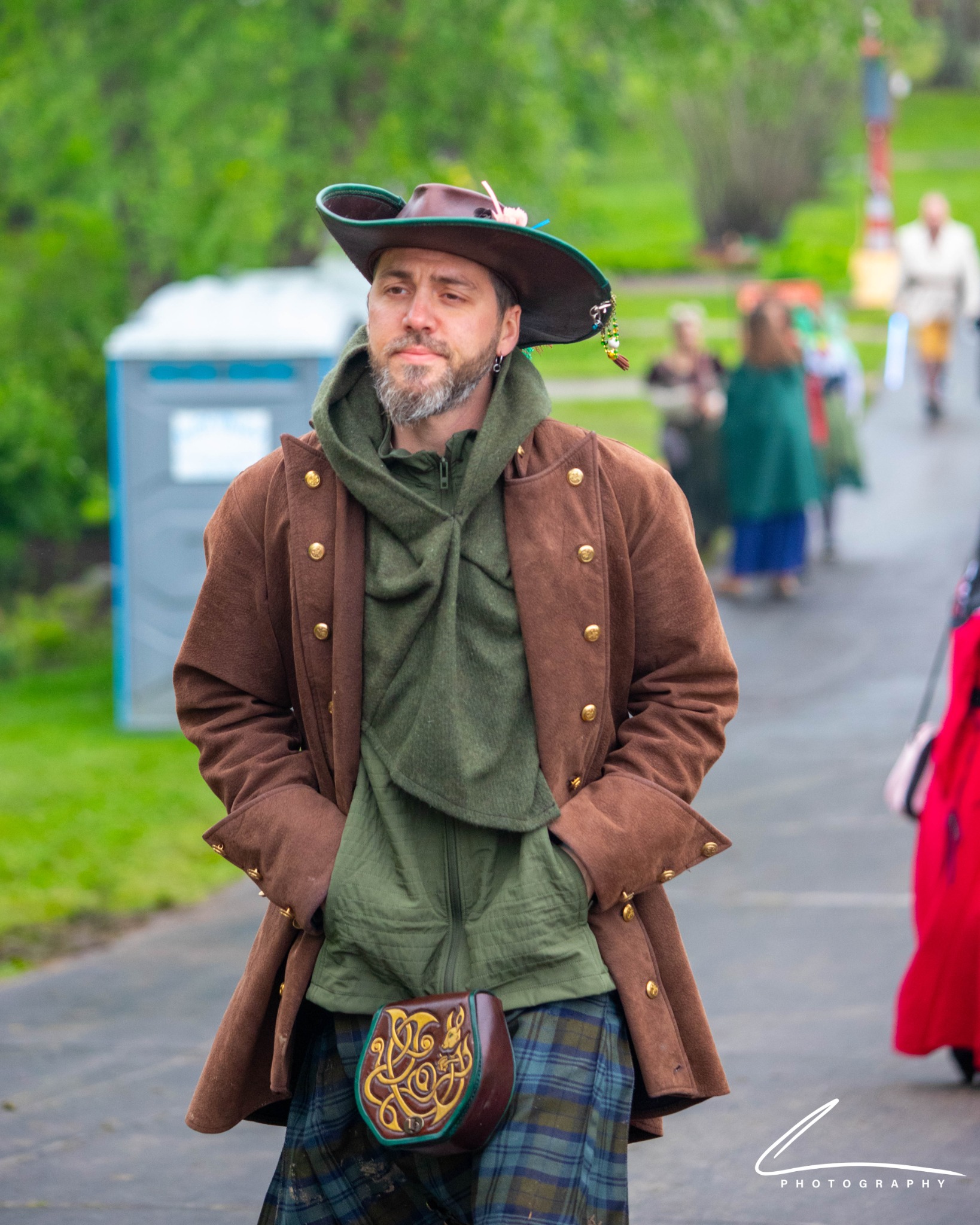 Celtic-inspired faire performers in costume